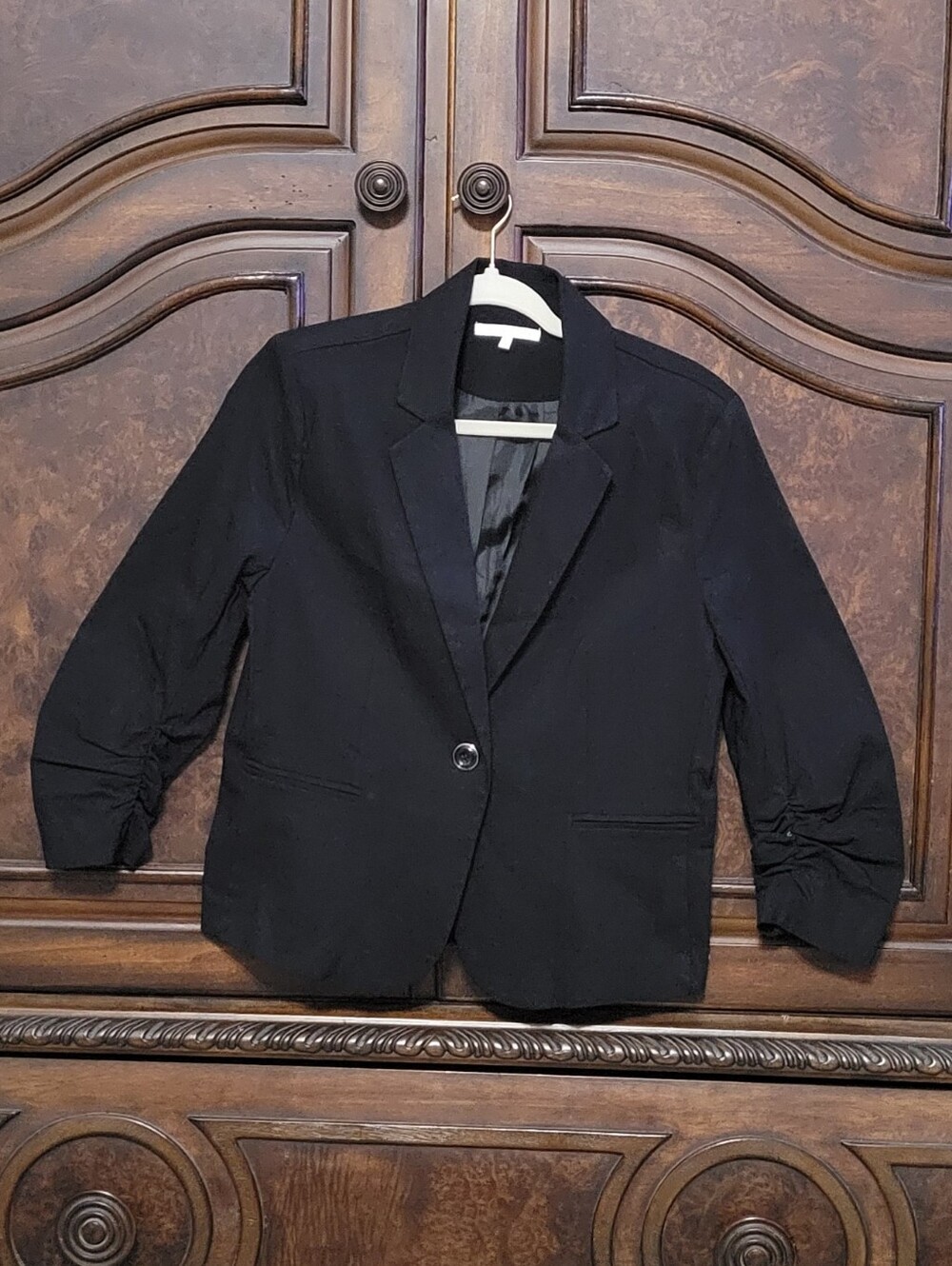 Women's Black Single-Button Blazer Jacket - L